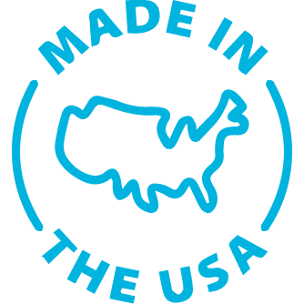 Logo of USA map with text 'Made in the USA' in blue